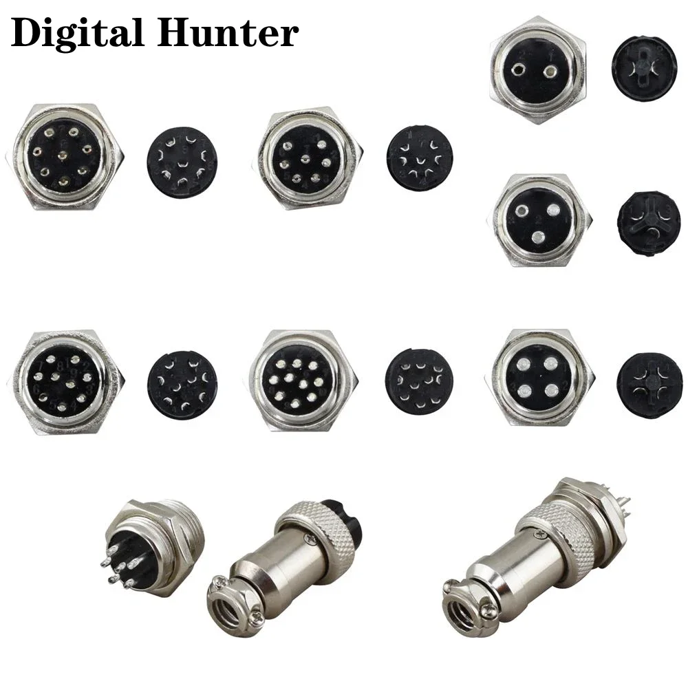 1PC M/F Type 2,3,4,5,6,7,8,9,10-Pin Chassis Sockets Connects Microphone Mic Plug GX16 Connectors Used on Many CB Radios and Ham