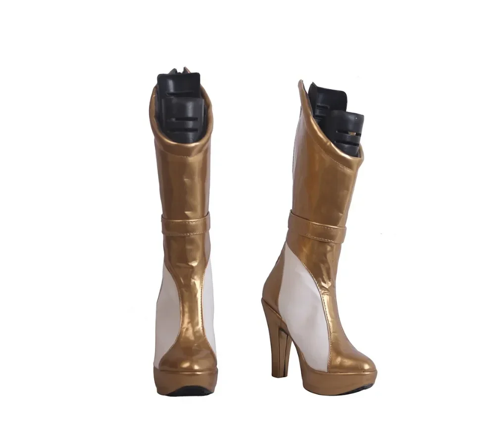  KDA Ahri Prestige Edition Cosplay Boots Golden High Heel Shoes Custom Made for Men and Women Hot Game Shoes Cosplay