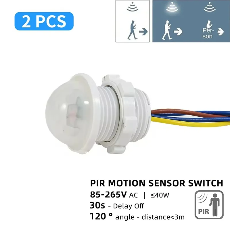 2pcs AC85-265V Mini Adjustable Delay PIR Sensor Detector Smart Switch PIR Infrared Motion Sensor Auto Switch Light Strip Switch