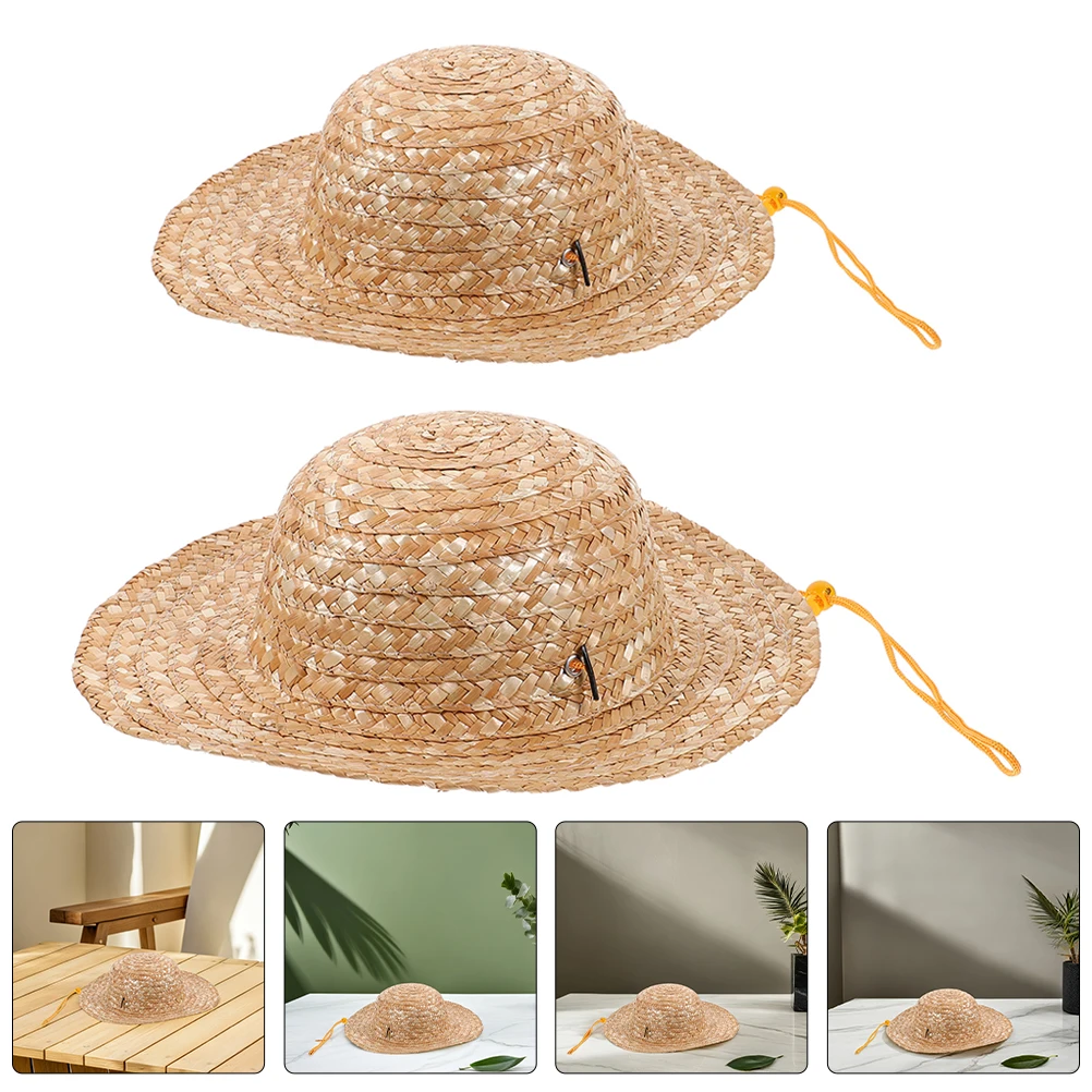 

2Pcs Lightweight Breathable Kids Sun Hats Wide Brim Outdoor Play Toddler Straw Caps Summer Accessories