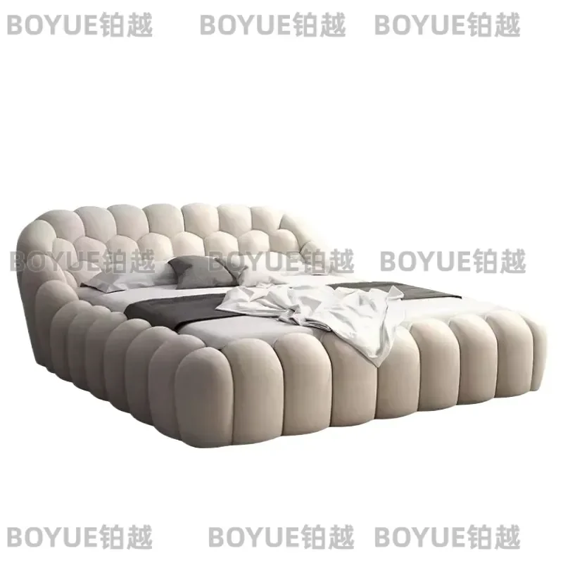 Modern Minimalist Fabric Bed Frame Simple Bedroom Furniture Tatami Style Platform Bed Soft Upholstered Headboard Home Decor