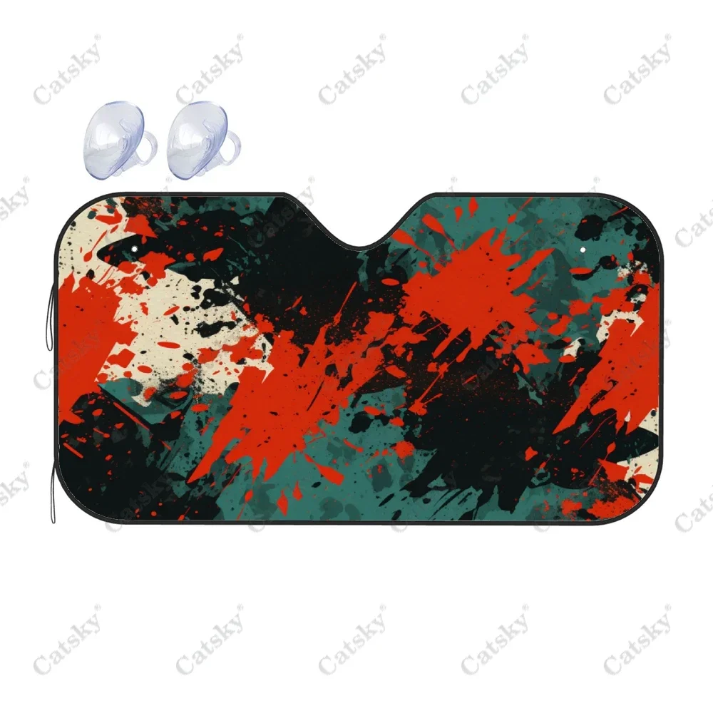 Abstract Splatter Grunge Car Windshield Sunshade, Front Auto Car Windshield Sun Shade Blocks Uv Rays Sun Visor Protector