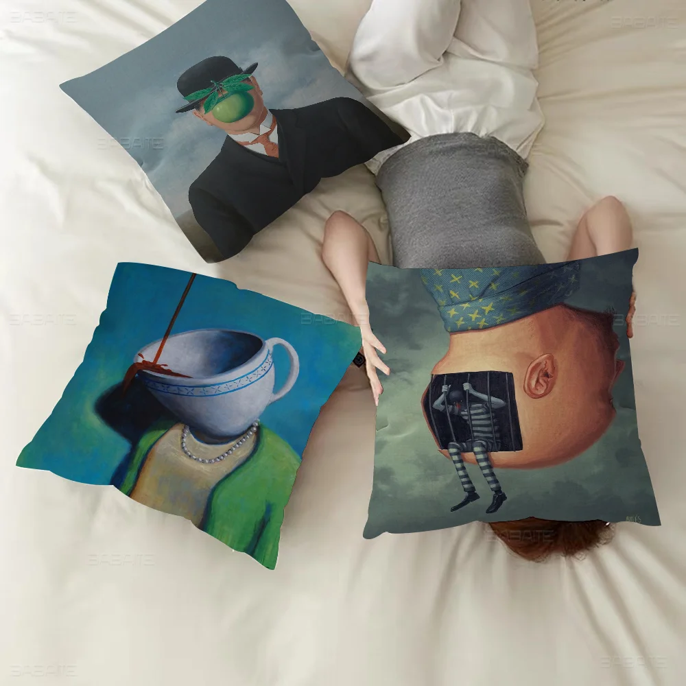 

Rene Magritte Canvas Office Cushion Pillowcase Car Cushion Cover45X45CM Lumbar Pillowcase Sofa Pillowcover