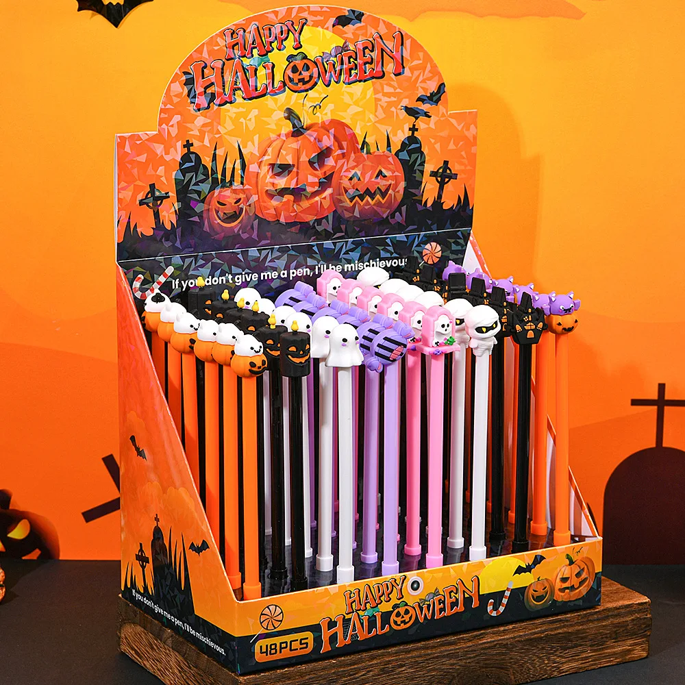 

48 шт./лот, креативные гелевые ручки серии Хэллоуина, милые мультяшные рождественские нейтральные ручки, студенческие канцелярские принадлежности, подарок на фестиваль призраков, оптовая продажа