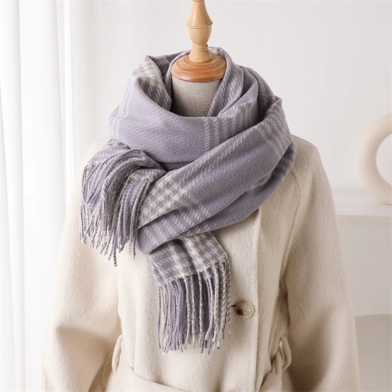 

Korean Cashmere Retro Warm Shawl Scarf for Fashion Autumn Winter Men Women Versatile Tassel Scarves Classic Plaid Students Wrap