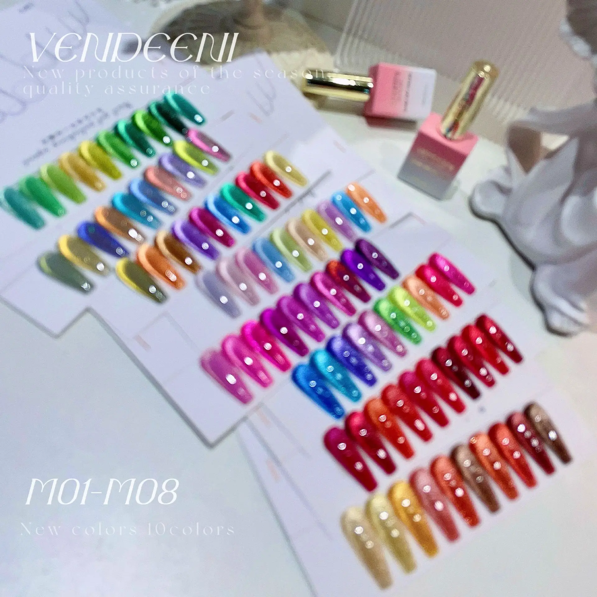 VENDEENI 10 สีMulticolor Cat Eyeเล็บเจลชุดเล็บSalon 2024 ขายใหม่ร้อนแฟชั่นเล็บชุดปลอดสารพิษUVเจลขายส่ง