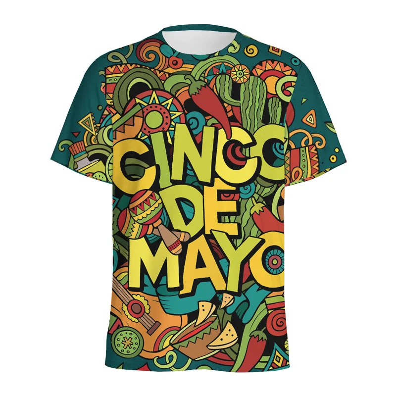 Day Of The Dead Pattern T-shirt For Men Colorful Mexican 3D Printed T Shirt Tops Short Sleeves Summer Streetwear Round Neck Tees