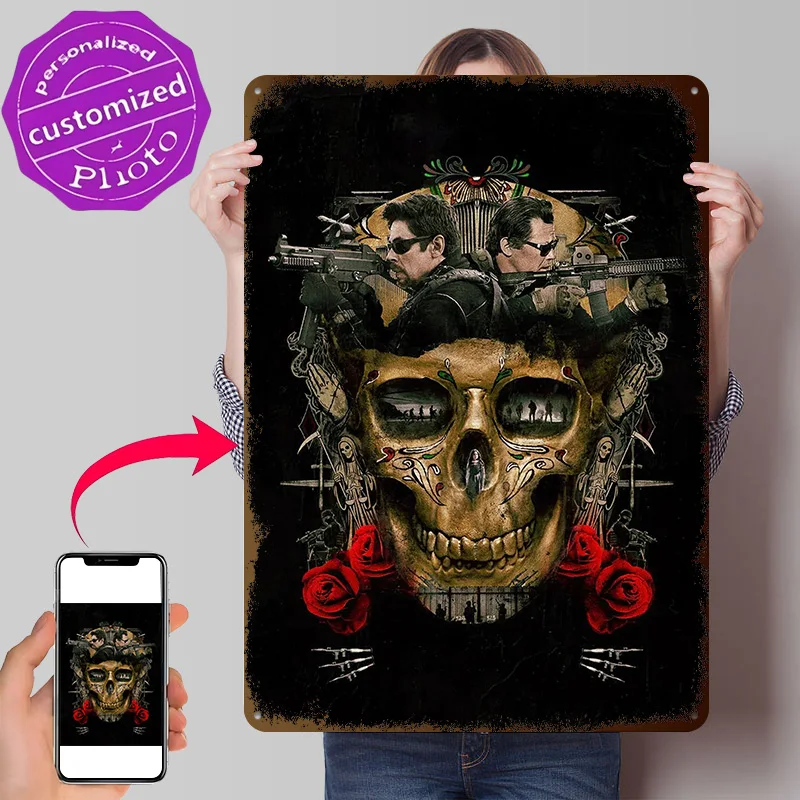 Sicario Personalized 3D Textured Metal Poster Wall Art Vintage Tin Signs for Interior Decoration Living Room Ornaments Wand Deko