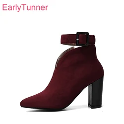 Brand New Hot Black Wine Red Black Women Ankle Motorcycle Boots High Heels Lady Shoes EA100 Plus Big Small Size 10 32 43 46