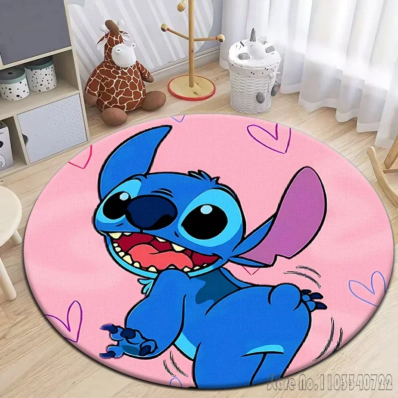

Stitch Cute Cartoon HD Printed Round Carpet 120cm Crawling Game Non-slip Floor Mat for Kids Rug Living Room Decor
