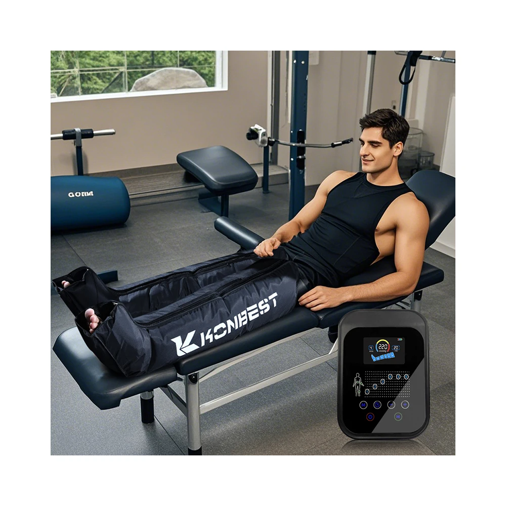 6 Chambers Wireless Foot Waist Leg Air Compression Boots 60-240mmHg Pressure for Athlete Muscle Soreness Relief Leg Massager