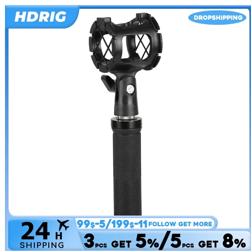 HDRIG  Adjustable Universal Microphone Bracket Support With Rubber-covered Handgrip Mic Holder Clip Broadcast Bracket