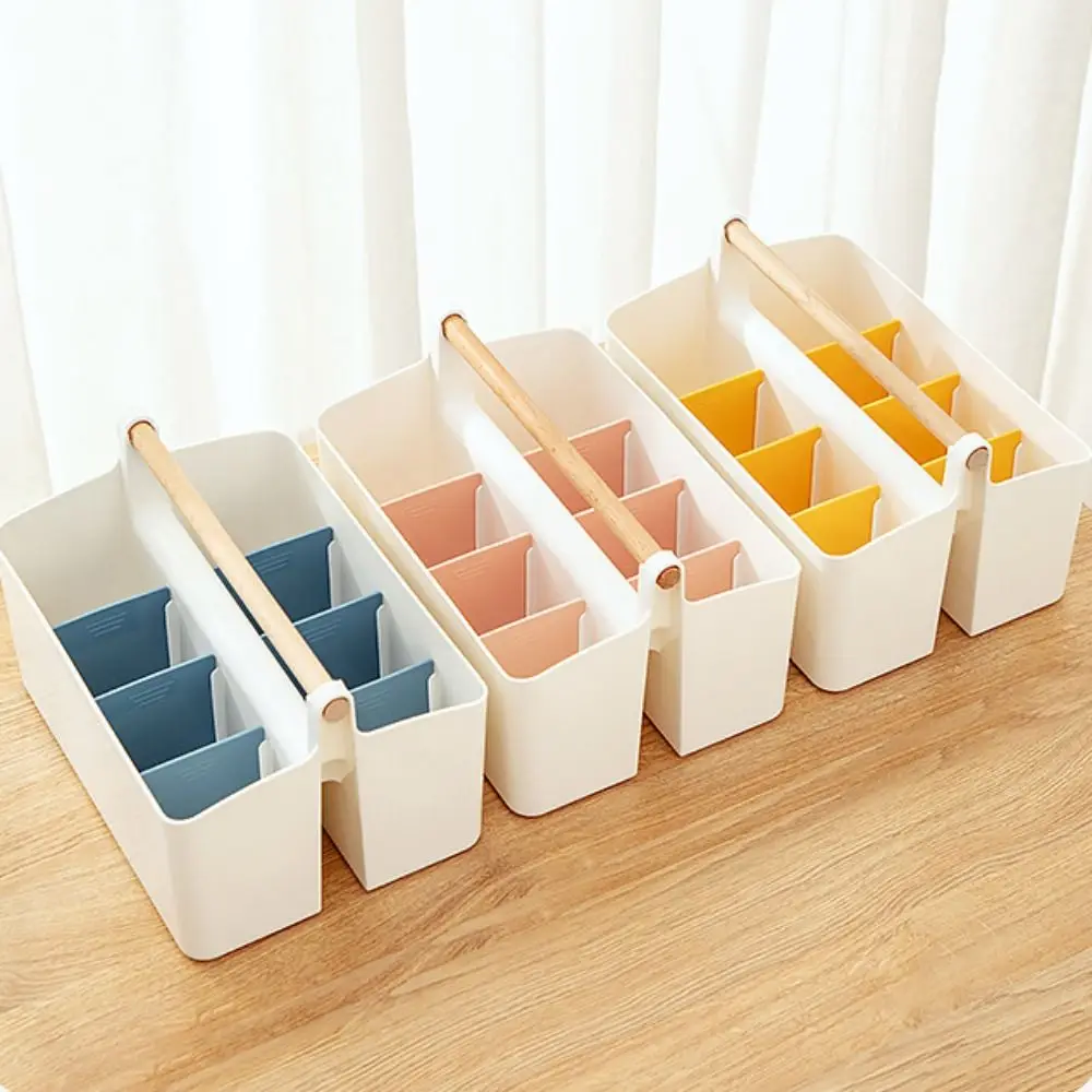 منظم تخزين مكتب بلاستيكي، حامل قلم قابل للفصل، متعدد الأغراض، مقصورات مقسمة، صندوق تخزين مكتب منزلي