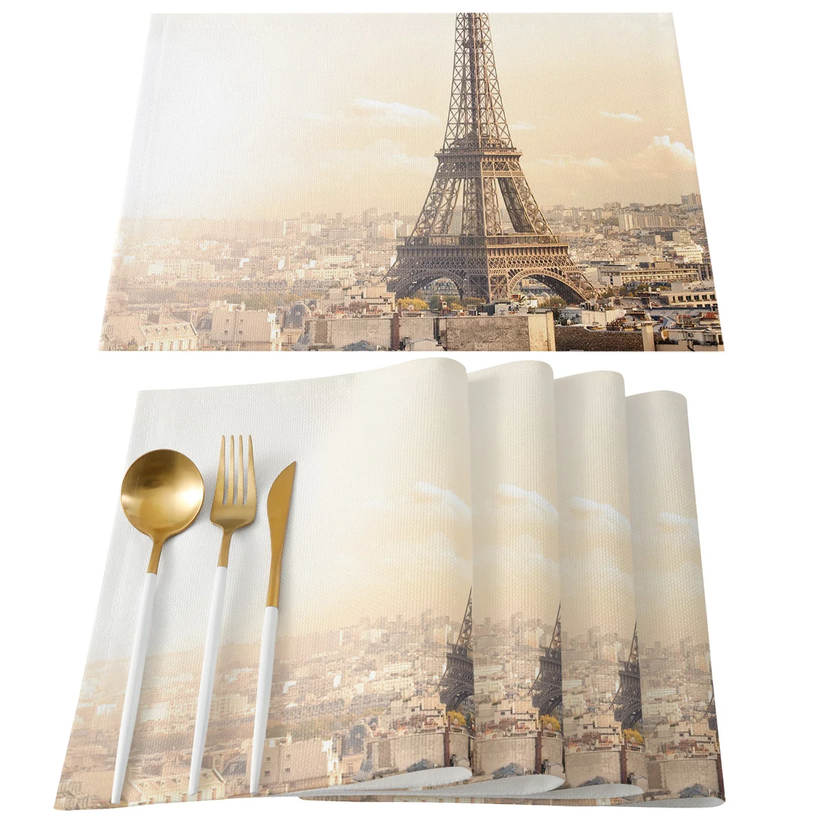 1-Piece [Paris Love] Eiffel Tower Print Placemat, Washable, Home Placemat