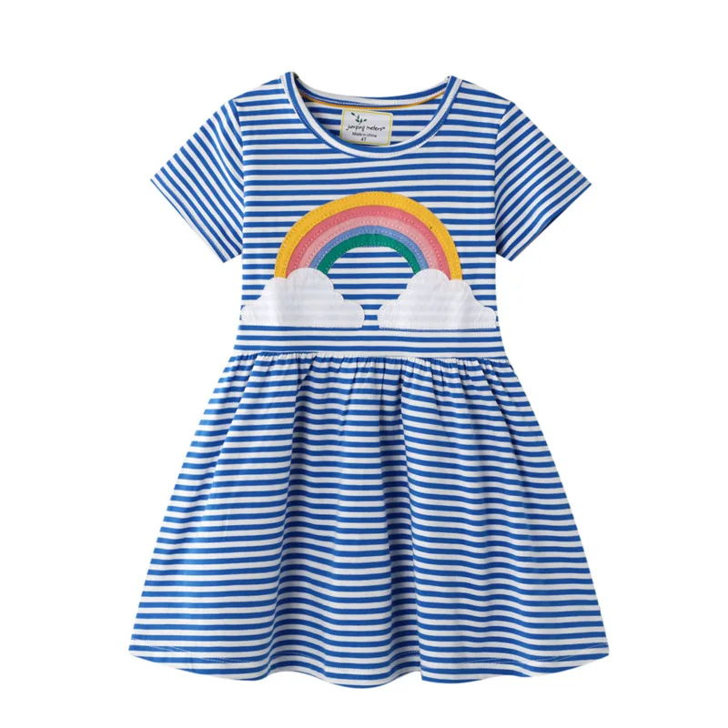 

Korea New Rainbow Girls Clothes Summer Cotton Princess Dresses Short Sleeve Kids Dress Party Baby Dresses for Children Clothing