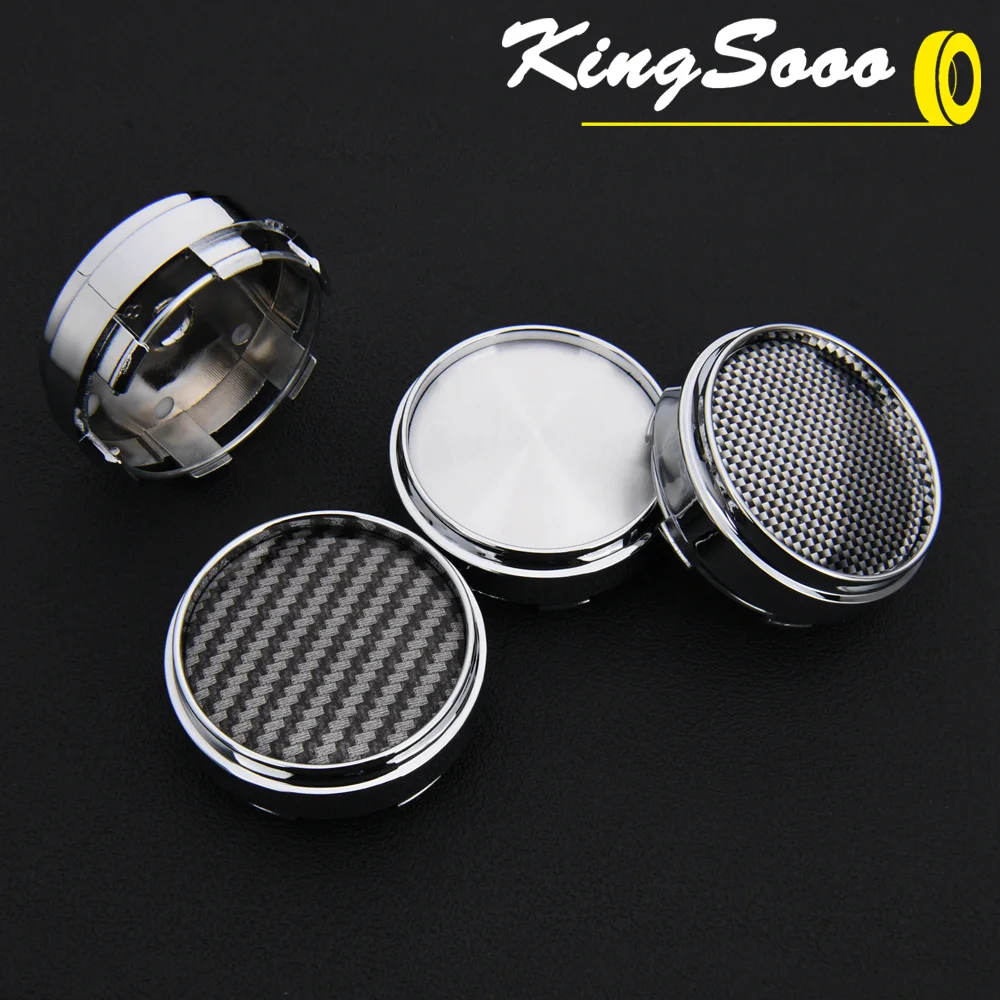 4PCS JDM Clip 62mm Wheel Cap Sport Rim Cap Blank Center Caps Wheel Cover Hub Cap Black & Silver