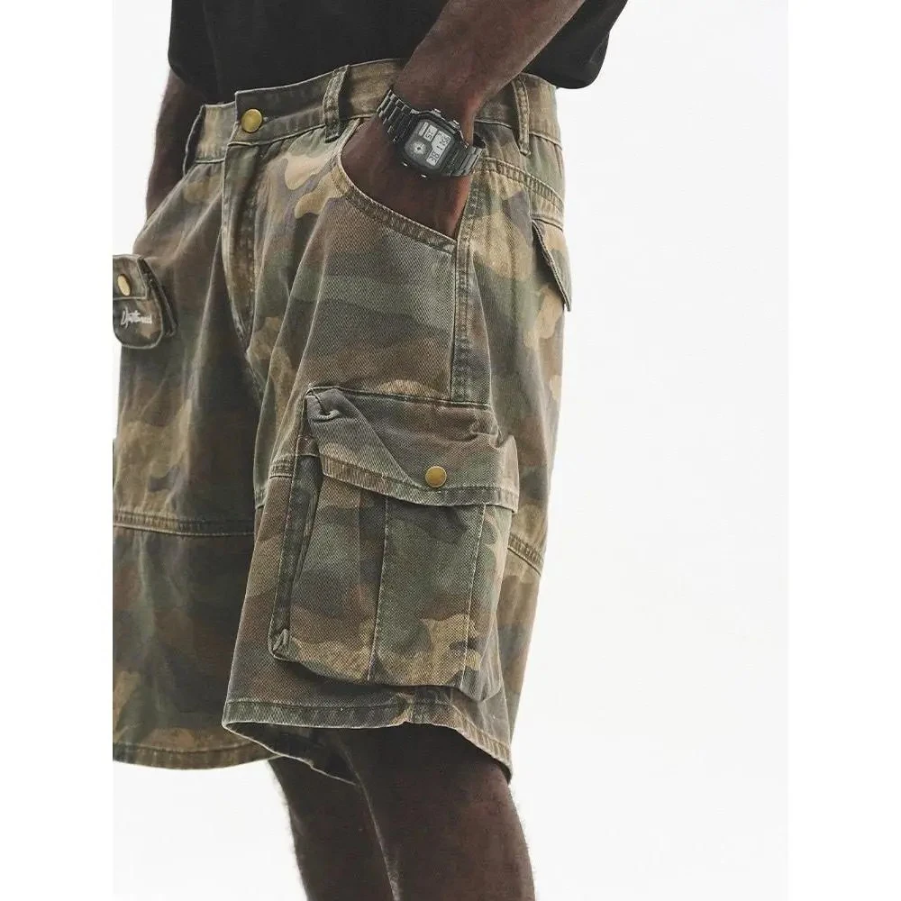

Mens Short Camouflage Washed Distressed Jeans Streetwear Fashion Youth Trend Personality Versatile Short Men'S Clothing 2025 New