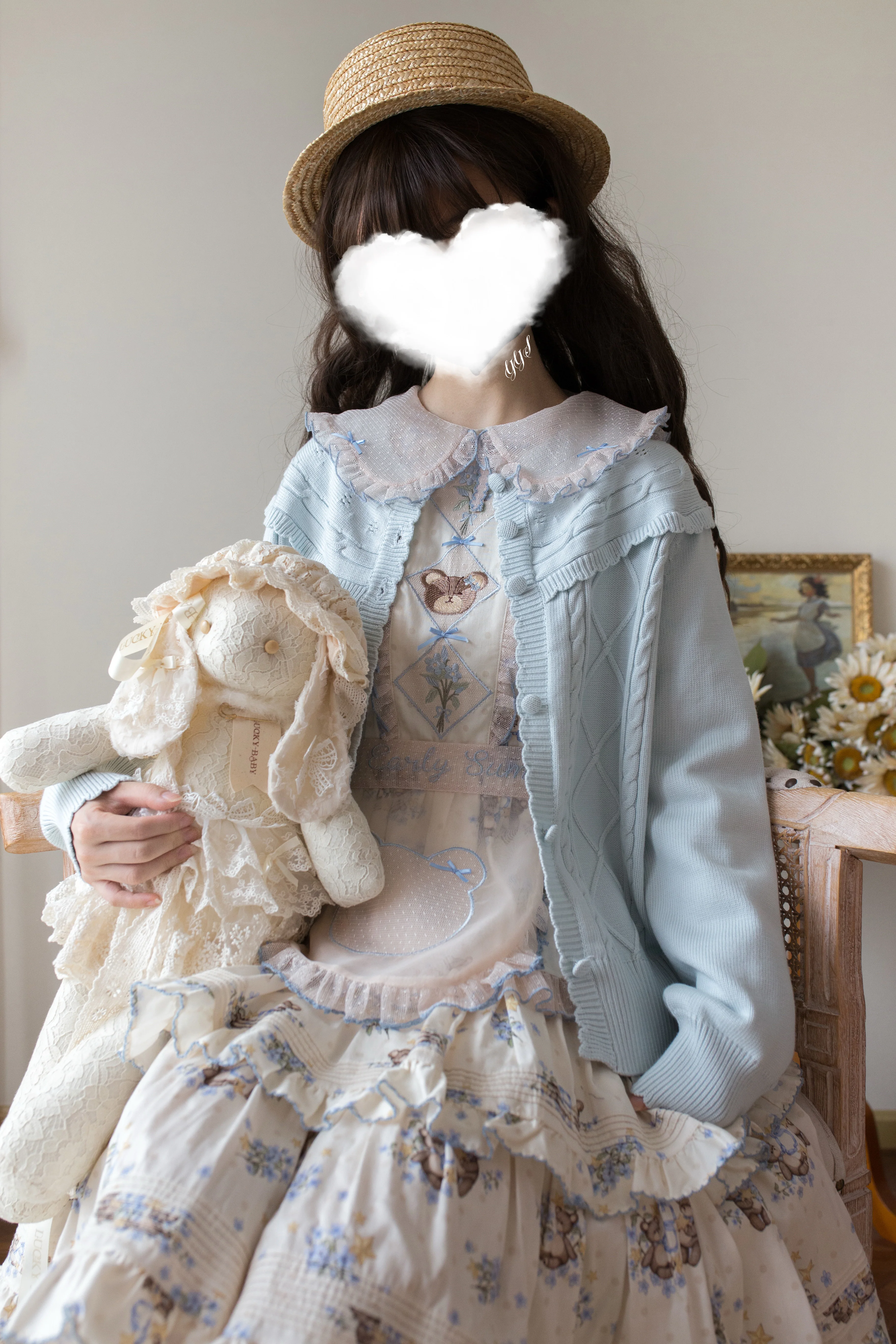 الأصلي لوليتا لينة الفتيات الرجعية سترة متماسكة ربيع الخريف جديد المرأة سليم صالح أنيقة عادية Y2K محبوك كم طويل بلايز