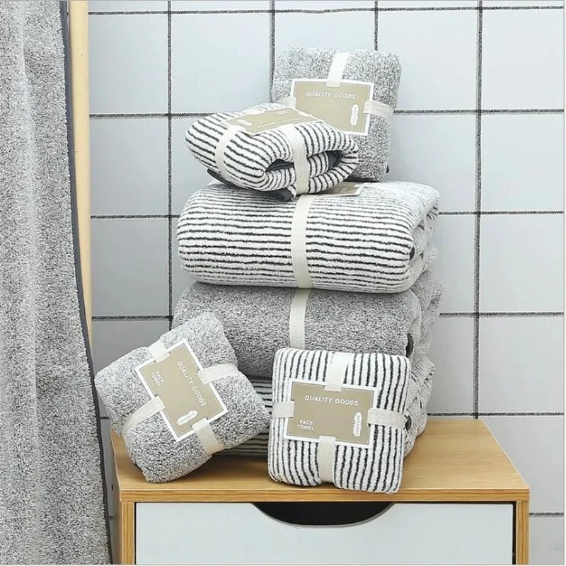 Bamboo Charcoal Coral Velvet Bath Towel For Adult Soft Absorbent Bamboo Carbon Fiber Household Bathroom Towel Sets SPORTS grey