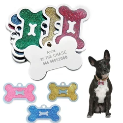 Customizable Dog Collars Address ID Tag Medal with Name Telephone Kitten Puppy Pet Accessories Personalized Cat Necklace Chain