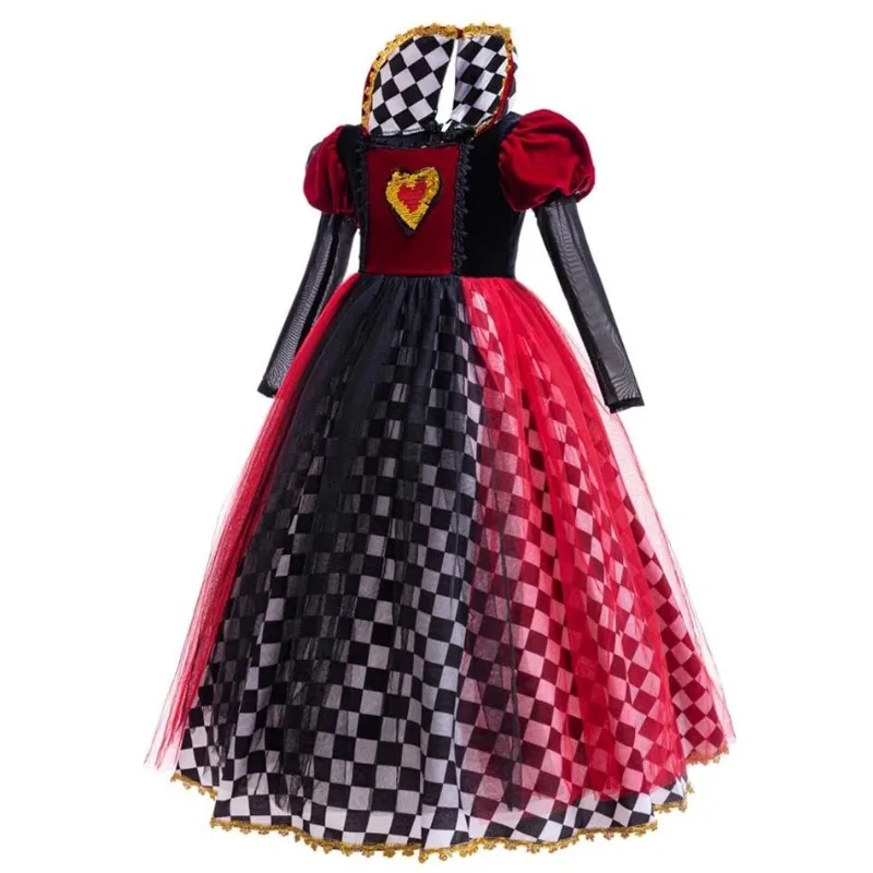 Halloween Cosplay Costume Anime Red Queen Witch Long Sleeves Dress Suits Carnival Theme Party Role Playing Outfits for Girls