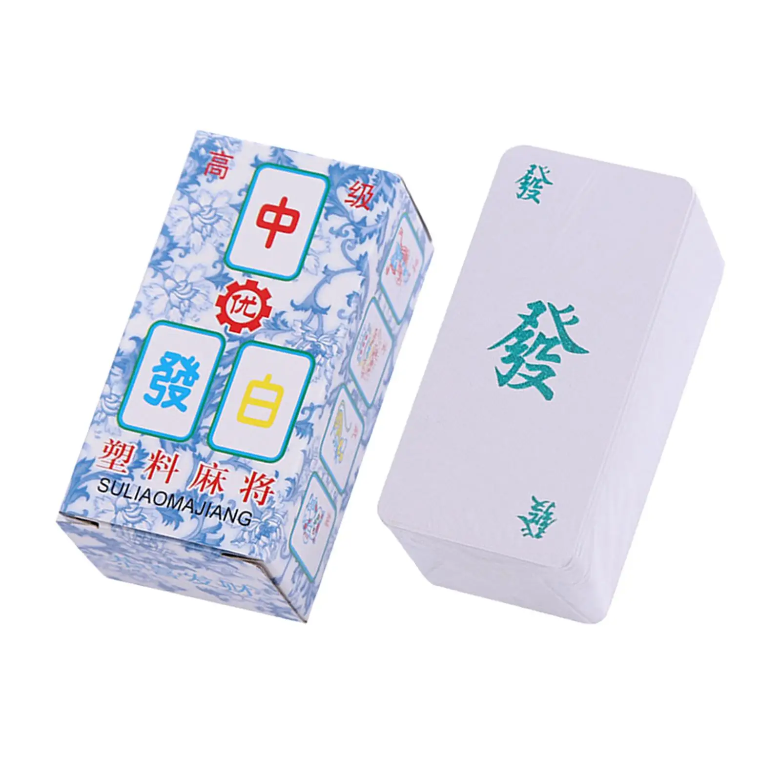 Travel Mini Mahjong Blue and White Porcelain Mahjong Compact Chinese - view 5