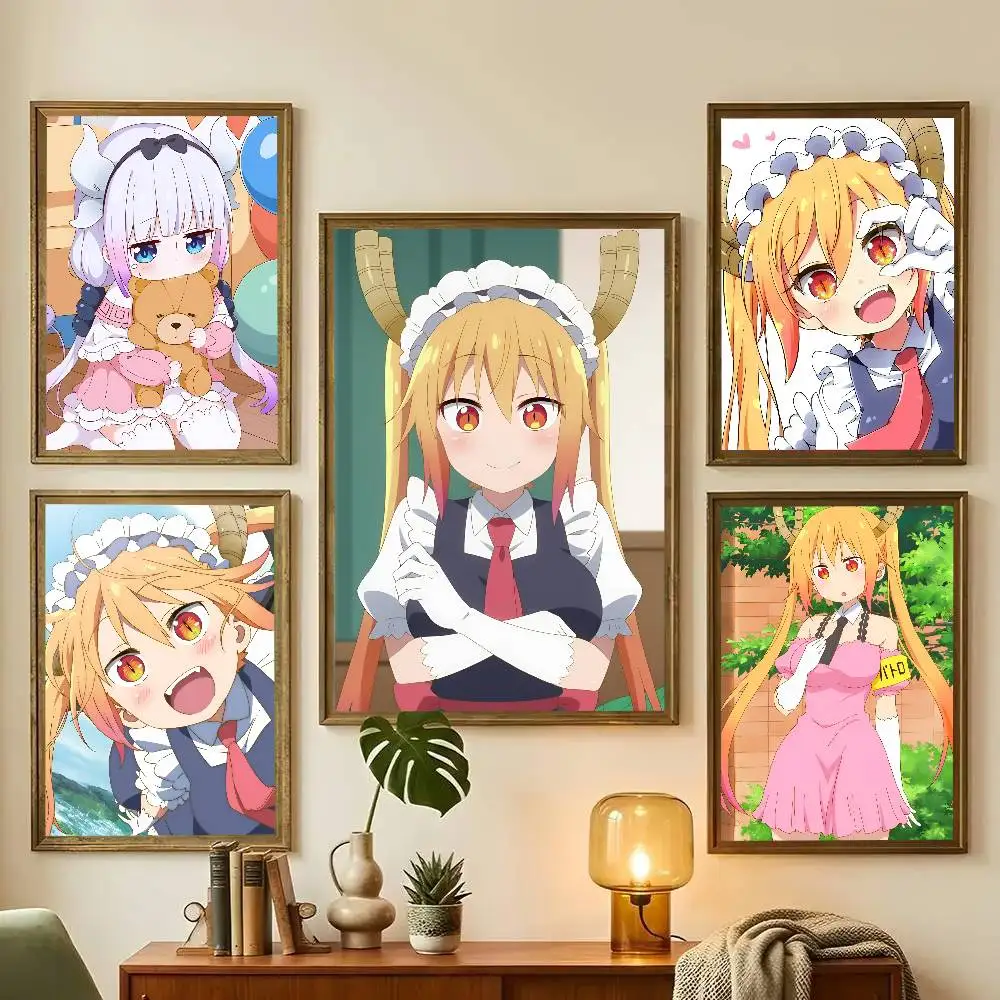 1pc Miss Kobayashi's Dragon Maid Anime Poster Sticker Print Waterproof Wall Art For Living Room Bedroom Home Decor