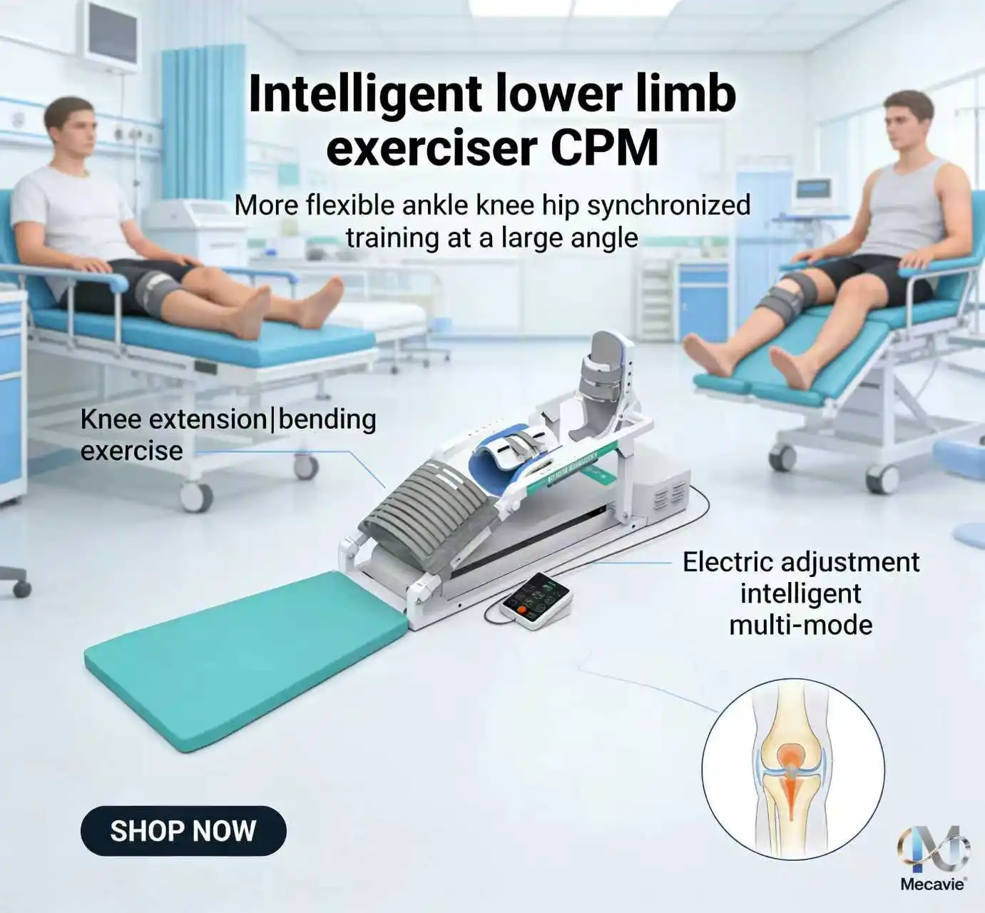 Electric Intelligent Lower Limb Rehabilitation Trainer, Professional CPM Machine for Knee Joint Flexion & Extension, Automatic Leg Exercise Device for Mobility Improvement, Fracture Recovery & Post-Surgery Rehab at Home or Clinic