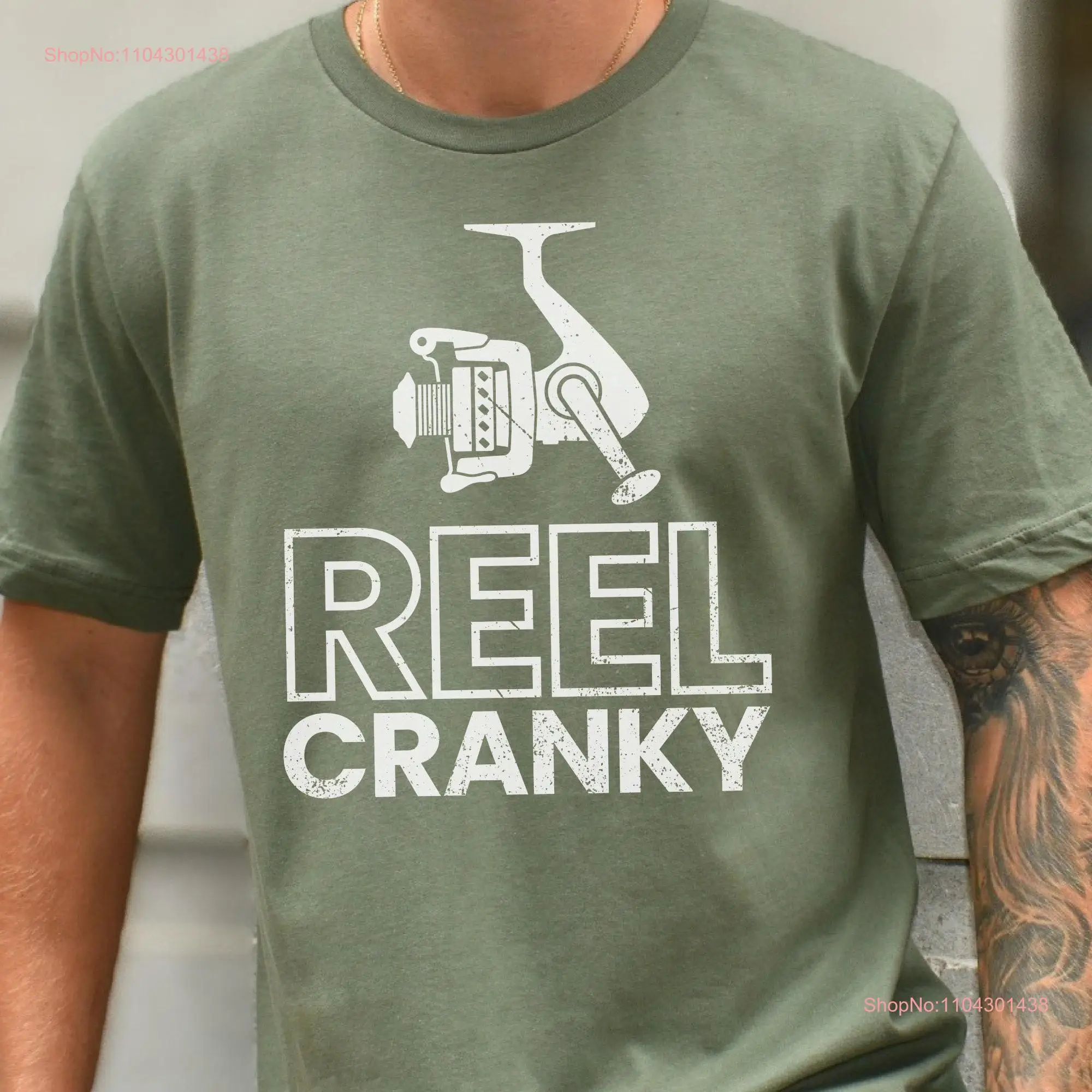 Cranky T Shirt Reel Fishing Funny for Men Mens Fisherman Dad Fathers Day long or short sleeves