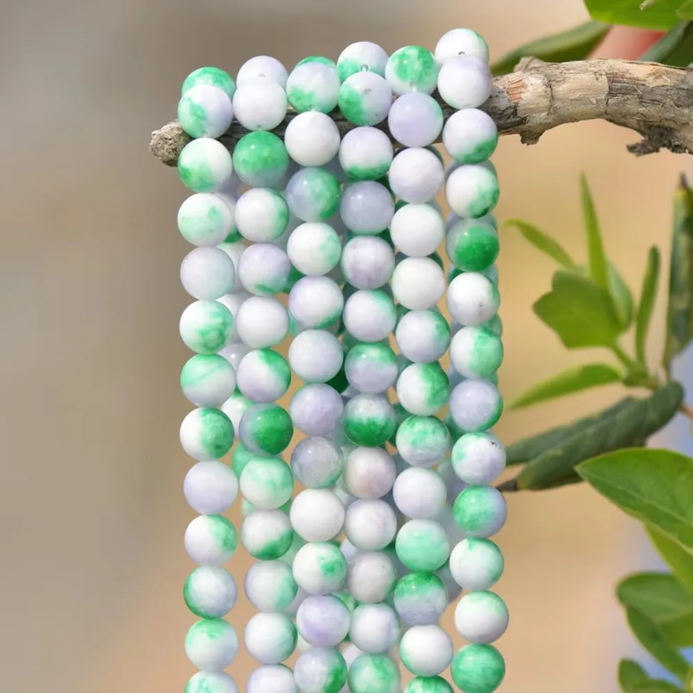 Grade A Natural 3 Color Green White Purple Jade Beads 6mm-12mm Smooth Polished Round 15 Inch Strand JA50