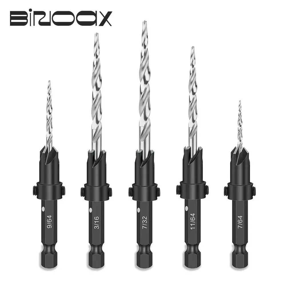 Binoax Wood Countersink Drill Bit Set SAE Tapered Drill with 1/4\