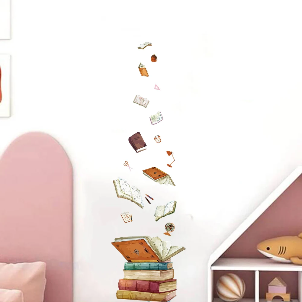 Flying Magic Book Wall Decals Stickers School Bag Library Reading Room Classroom Bedroom Home Decor