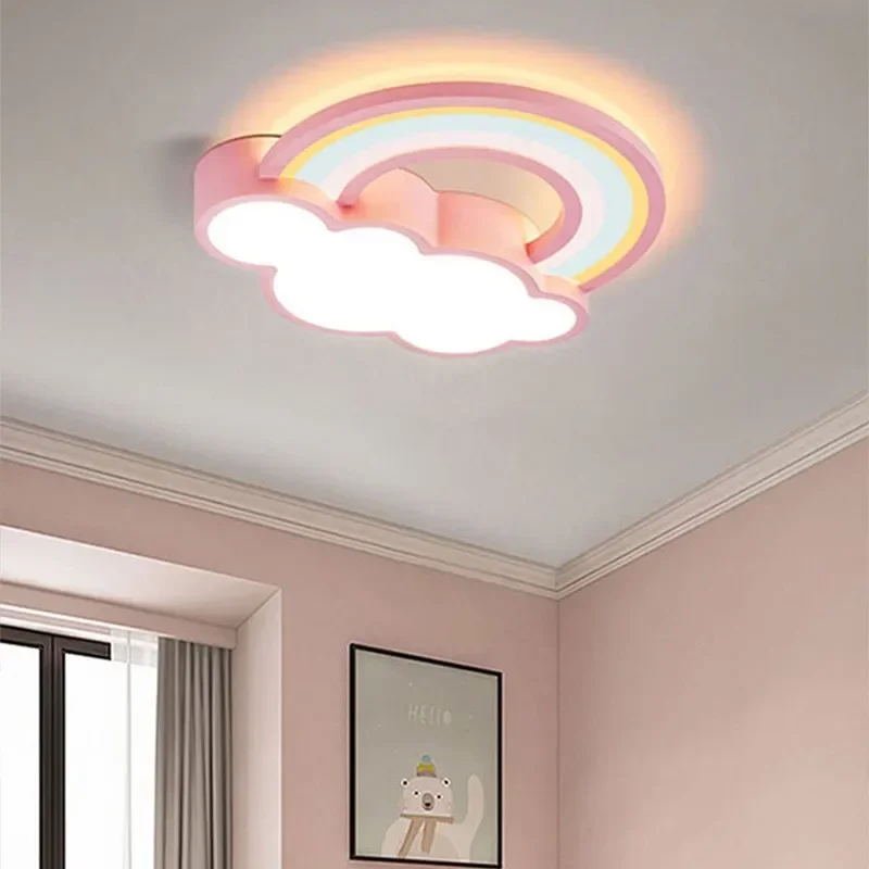 

Hotel Apartment Nordic Interior Decor Light Modern LED Cartoon Ceiling Lamp Children Room Lighting Living Bedroom Cloud Rainbow
