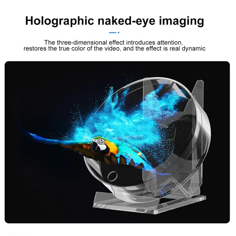 Upgraded Mini 3D Holographic Projector Fan Desktop LED Advertising Lamp Hologram Picture Video Display Remote Control with Stand