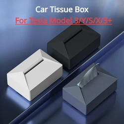 Car Tissue Box for Tesla Model 3/Y/S/X/3+ Cybertruck Silicone Seat Back Hanging Hidden Tissue Holder with Fix Strap Accessories