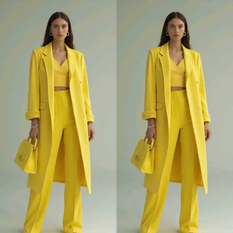 Yellow Women Pants Suits 3 Pieces Ladies Fashion Wear Prom Birthday Party Customized Jacket Sets