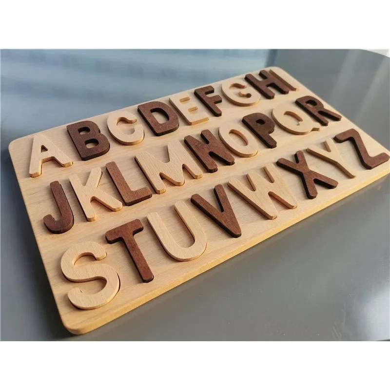 Wooden Montessori Trays Toys ABC Alphabet Puzzle Learn Letter Education Number Board for Kids