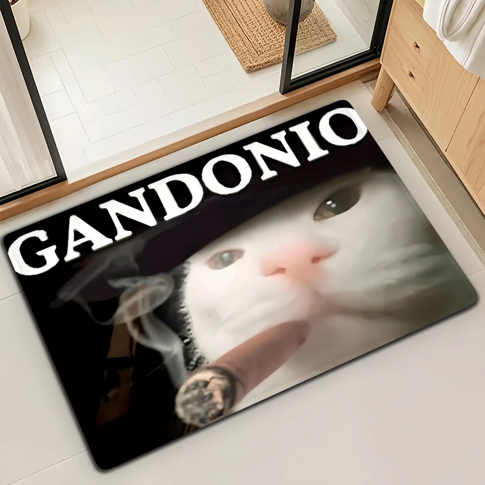 Large M-Meme Funny Cat Door Mat Bath Microfiber Decorative Versatile Flannel Floor Mat Quick Dry Absorbent Non-Slip Sole
