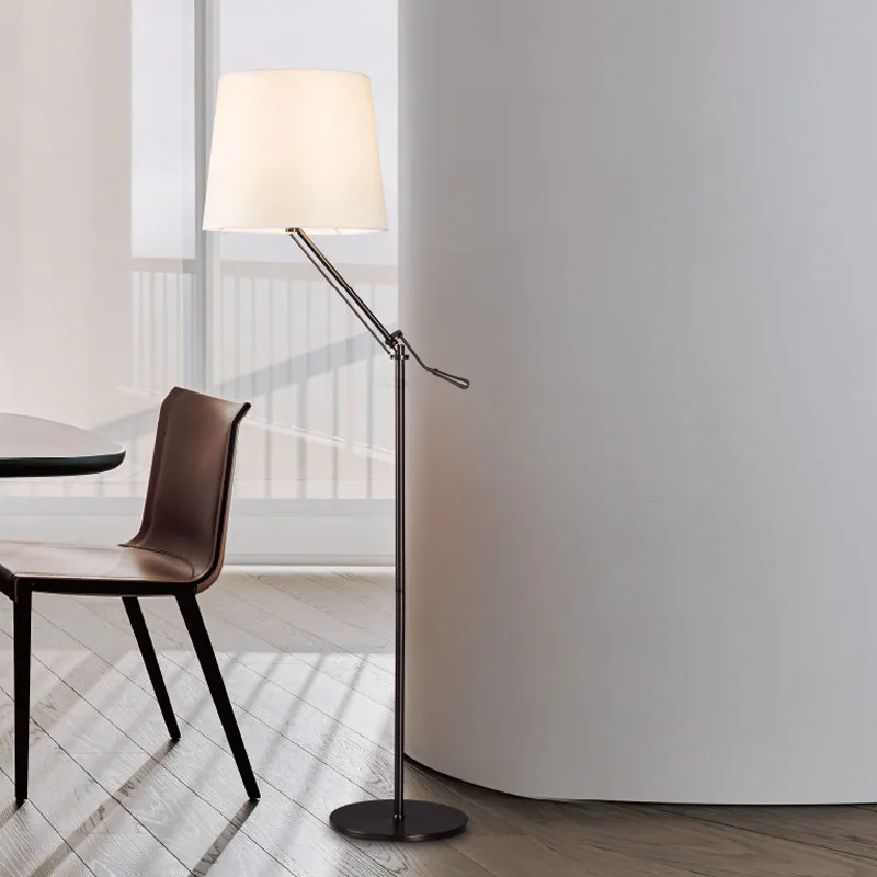 

Vintage Nordic Floor Lamp with Flexible Standing Light - E27 Fabric Shade, Large Interior Statue Lighting for Home Decor