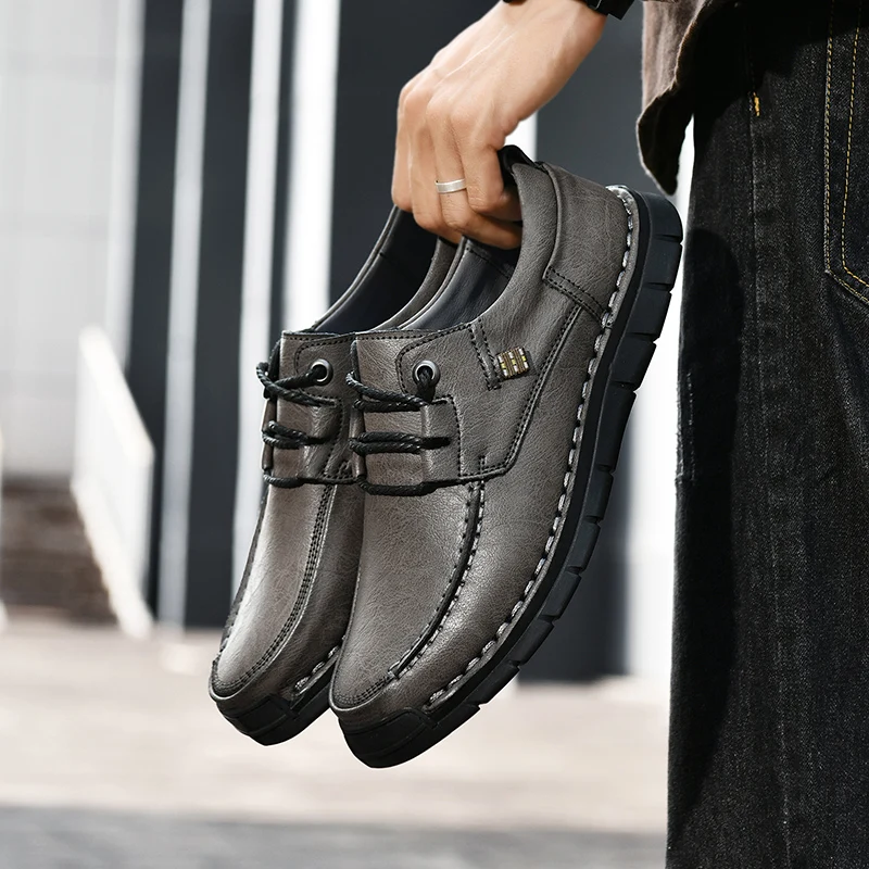 

Мужская повседневная обувь с ремешками на плоской подошве, удобная классическая деловая повседневная нескользящая мужская обувь дерби