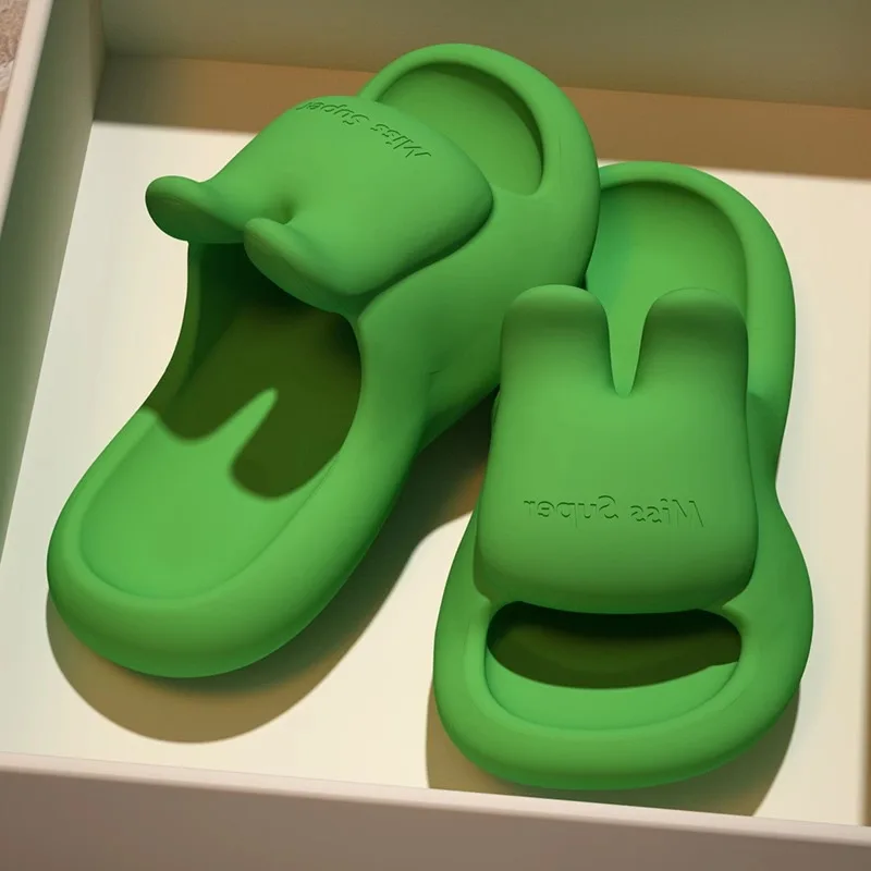 Women Kawaii Bunny Slippers Ultra Soft Thick Sole EVA Cartoon Rabbit Non-slip Indoor Shower Slides Fashion Beach Shoes