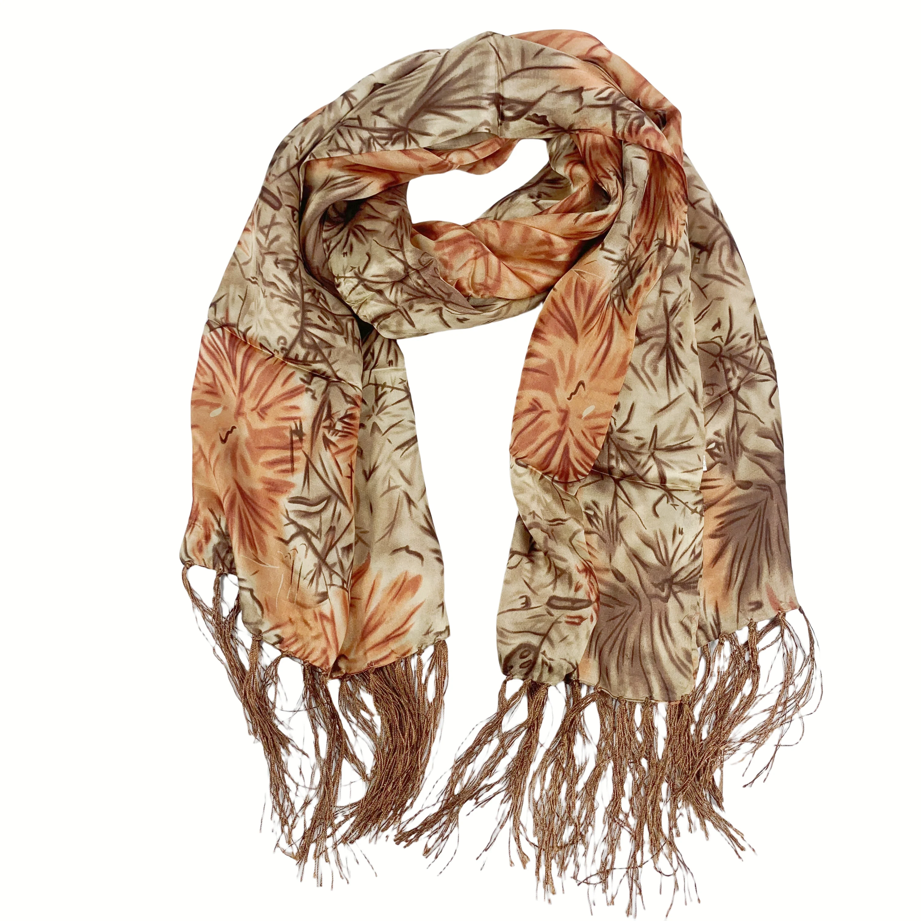 

100% pure silk scarf scarves brand new fashion scarves 65Cm*185Cm tassels edging orange style