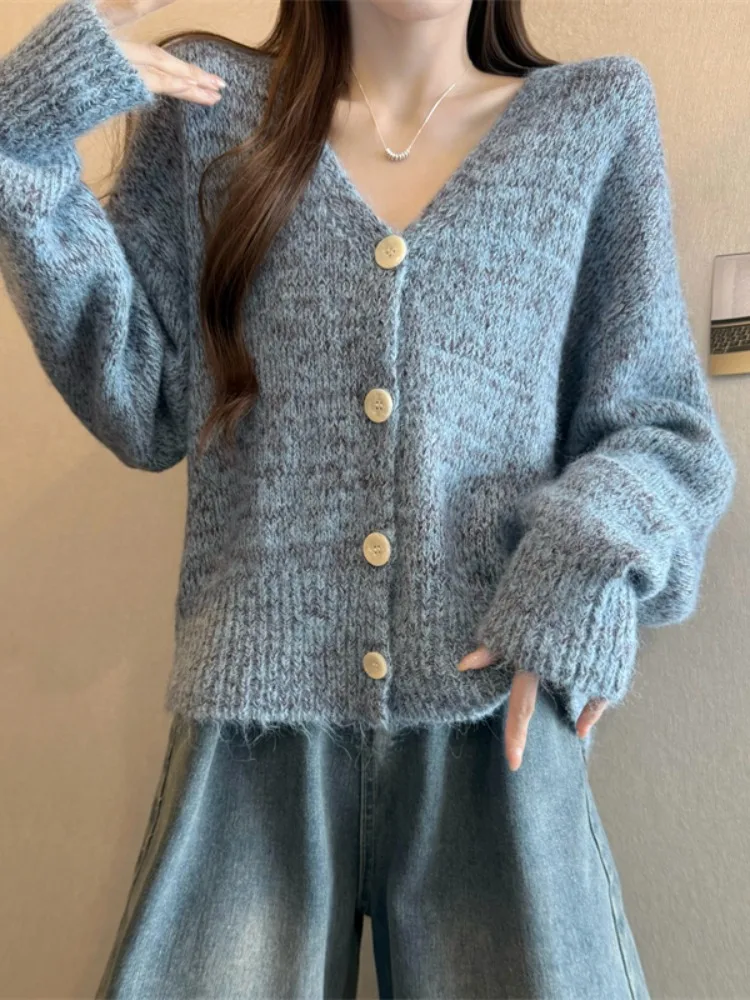 Thiened ort Sve V-Ne Mink Velvet Sweater Coat Women's Winter New Sle Red Cisas Thi Long Sve Knitted irt