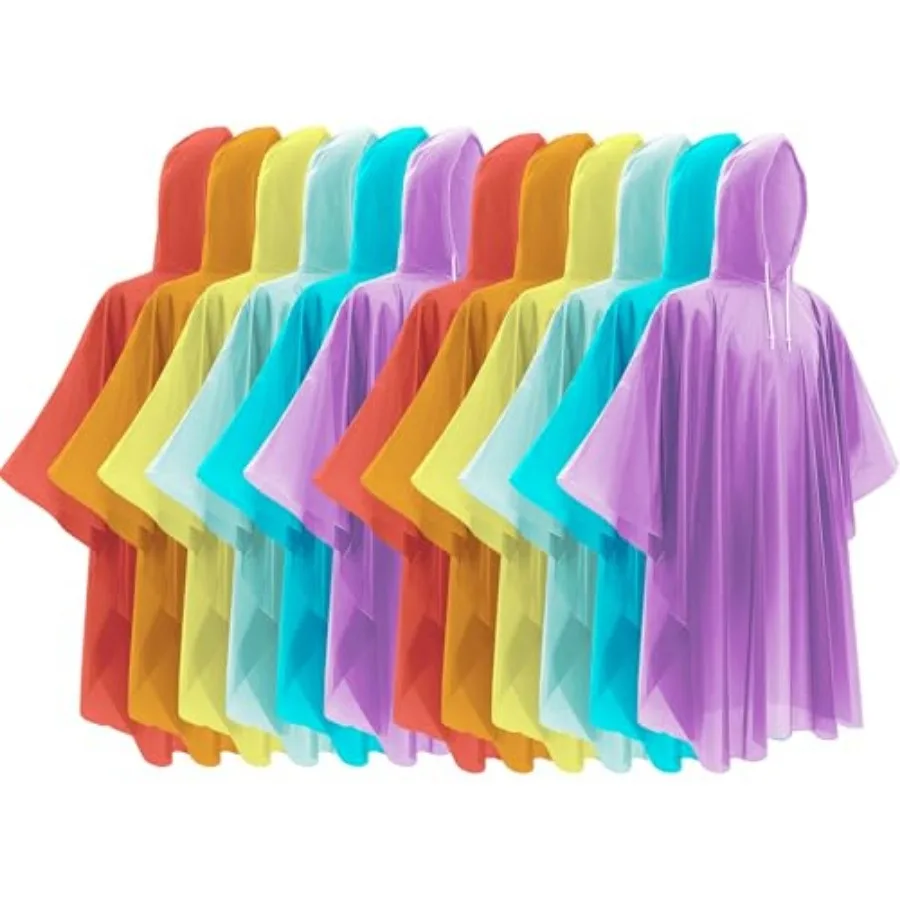 

Hitituto Rain Ponchos for Adults - Extra Long Emergency Poncho with Hood, 6/12/24 Family Pack Raincoat, Home Survival Kits