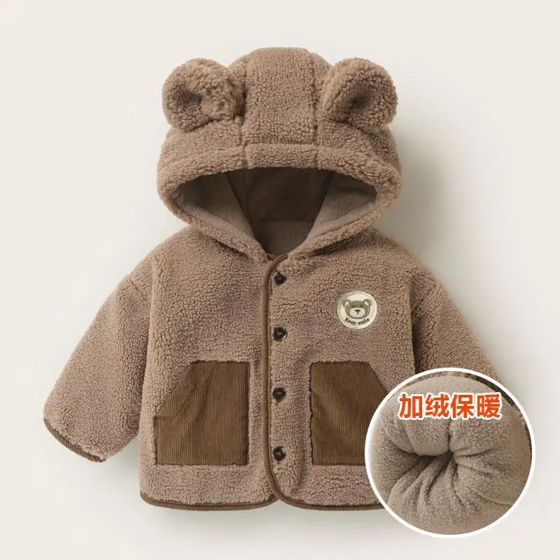 Bear Fleece Toddler Boys Girls Jacket Super Warm Baby Kids Coat Thermal Winter Children's Clothes