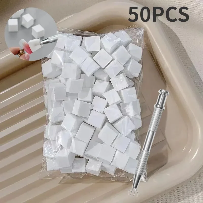 50Pcs Platz Nail art Schwamm Set Gradienten Nagel Pinsel Gel Polnisch Design Nagel Schwamm Greifen Stift Maniküre Liefert