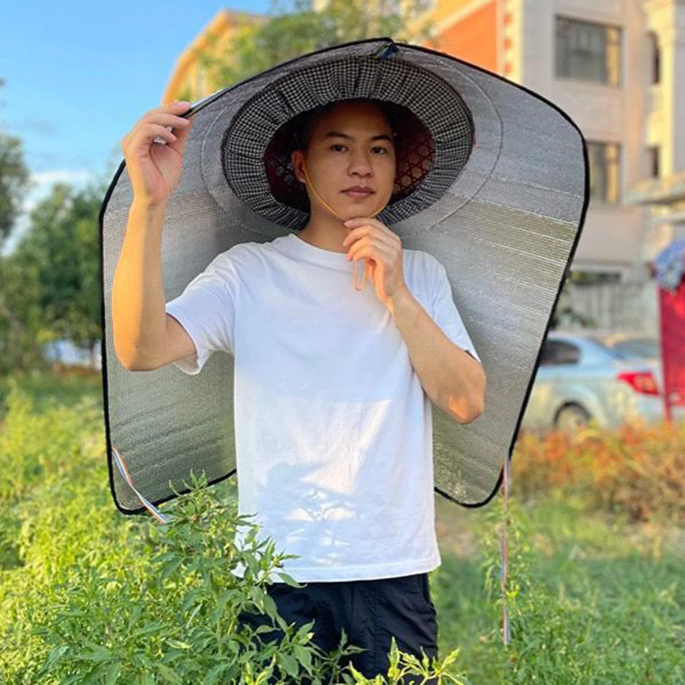 Topi Matahari Insulasi Panas Pinggiran Lebar Topi Kerja Pertanian Ekstra Besar Topi Pemetik Teh Tahan Hujan Tebal