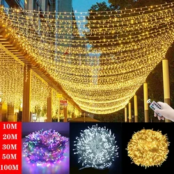 Guirnalda de luces Led de 3M-100M, guirnalda de luces navideñas impermeables para exteriores e interiores, decoración para árbol, calle, boda, fiesta, 2025