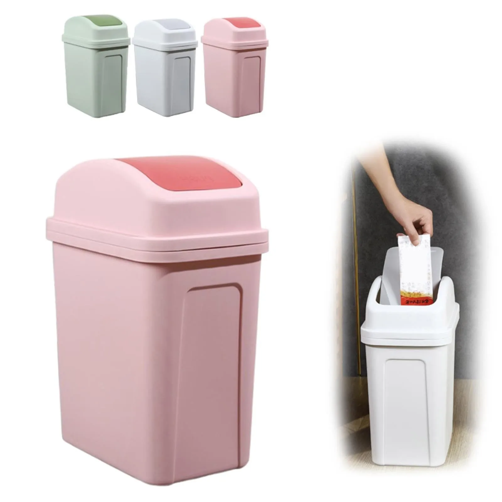 Kitchen Trash Can Plastic Swing Top Garbage Buckets Creative Covered Kitchen Living Room Trash Can Flip Sundries Buckets