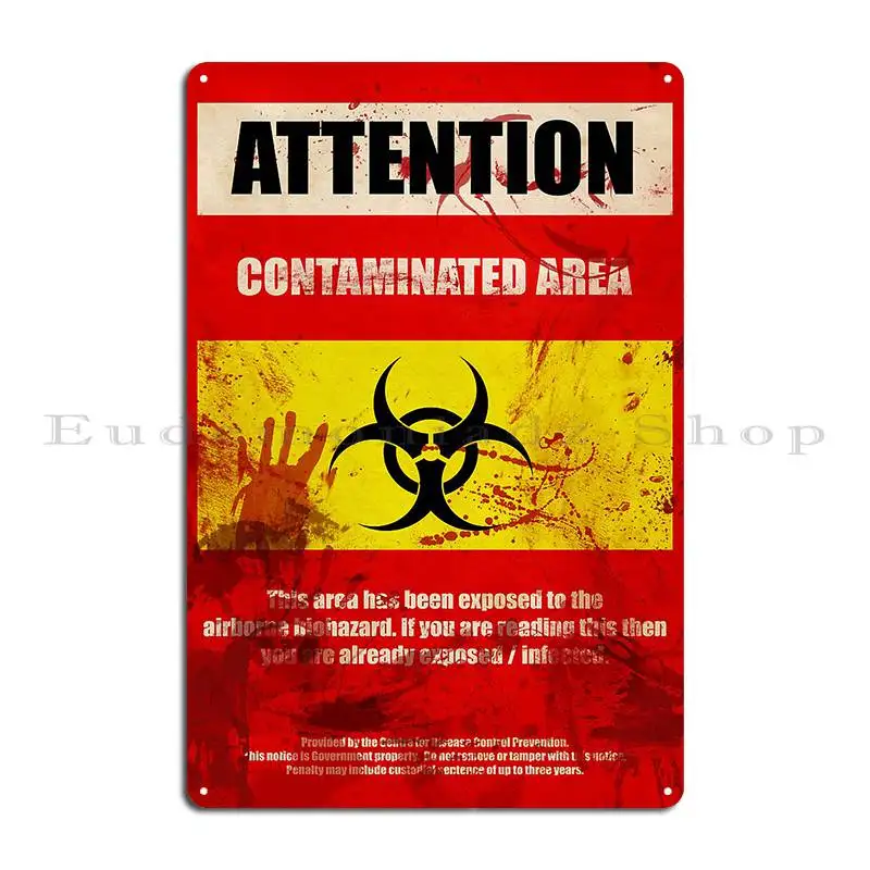 Attention Biohazard Smeared Metal Sign Party Plaques Garage Cinema Iron  Tin Sign Poster